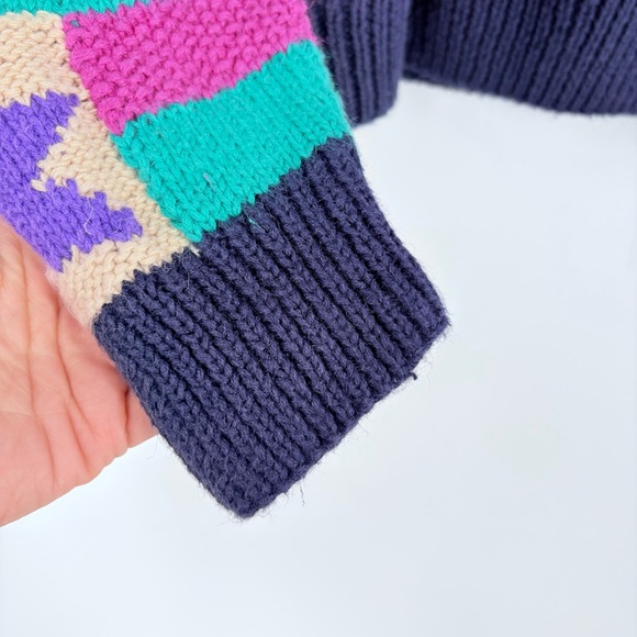 Vintage Northern Isles Hand Knitted Patchwork Sweater - Picture 5 of 10